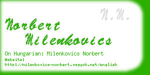 norbert milenkovics business card